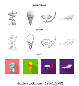 Vector design of pool and swimming symbol. Set of pool and activity stock symbol for web.