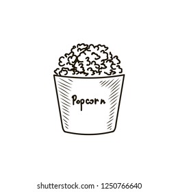 Vector design of popcorn pack, doodle illustration