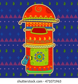 Vector design of post box in Indian art style