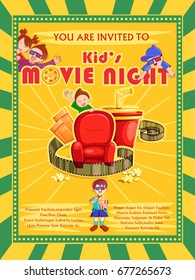 Vector design of poster for Children Movie Film festival party night