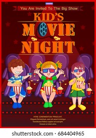Vector design of poster for Children Movie Film festival party night