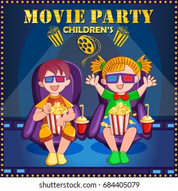 Vector Design Of Poster For Children Movie Film Festival Party Night