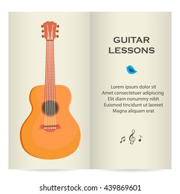 Vector design poster for guitar lessons. 