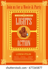 Vector design of poster for Movie Film festival party night