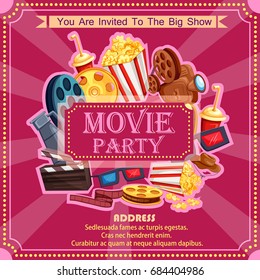 Vector design of poster for Movie Film festival party night