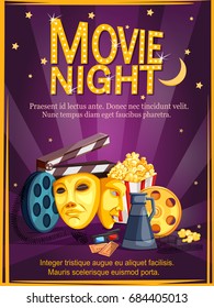 Vector design of poster for Movie Film festival party night