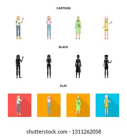 Vector design of posture and mood icon. Set of posture and female stock symbol for web.