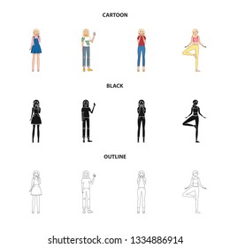 Vector design of posture and mood icon. Collection of posture and female stock symbol for web.