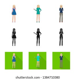 Vector design of posture and mood icon. Collection of posture and female stock vector illustration.