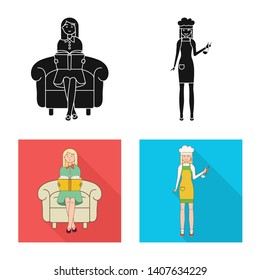 Vector design of posture and mood icon. Collection of posture and female stock symbol for web.