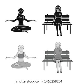Vector design of posture and mood icon. Collection of posture and female stock symbol for web.
