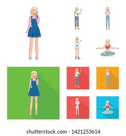 Vector design of posture and mood icon. Collection of posture and female stock symbol for web.