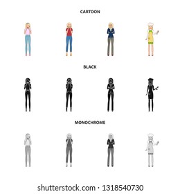 Vector design of posture and mood logo. Collection of posture and female vector icon for stock.