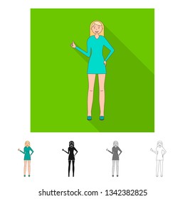 Vector design of posture and mood logo. Collection of posture and female stock symbol for web.
