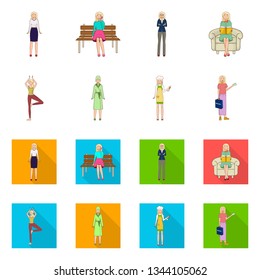 Vector design of posture and mood logo. Collection of posture and female vector icon for stock.