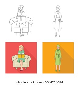 Vector design of posture and mood logo. Collection of posture and female stock symbol for web.