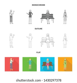 Vector design of posture and mood logo. Collection of posture and female stock vector illustration.