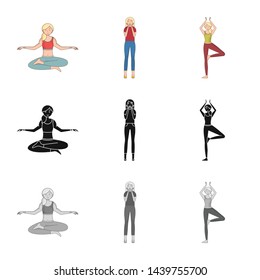 Vector design of posture and mood logo. Collection of posture and female vector icon for stock.