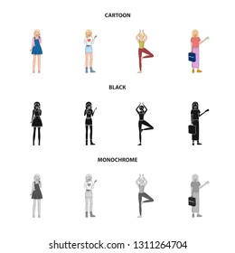 Vector design of posture and mood sign. Collection of posture and female stock vector illustration.