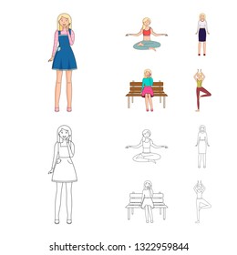 Vector design of posture and mood sign. Collection of posture and female stock vector illustration.