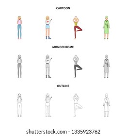 Vector design of posture and mood sign. Collection of posture and female stock vector illustration.