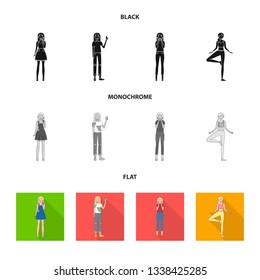 Vector design of posture and mood sign. Collection of posture and female vector icon for stock.