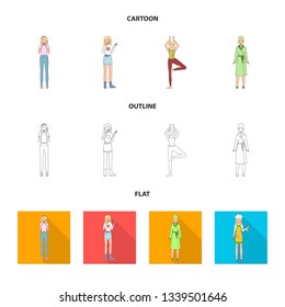 Vector design of posture and mood sign. Collection of posture and female stock vector illustration.