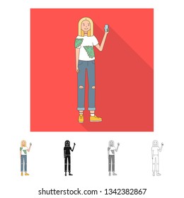 Vector design of posture and mood sign. Set of posture and female stock vector illustration.