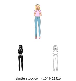 Vector design of posture and mood sign. Collection of posture and female stock symbol for web.