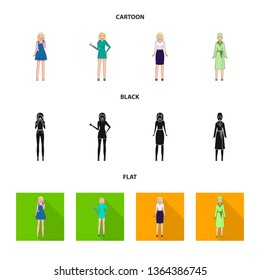 Vector design of posture and mood sign. Set of posture and female stock symbol for web.