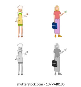 Vector design of posture and mood sign. Collection of posture and female stock symbol for web.