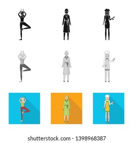 Vector design of posture and mood sign. Set of posture and female stock symbol for web.