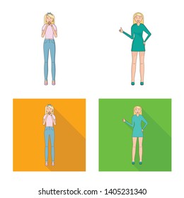 Vector design of posture and mood sign. Collection of posture and female stock vector illustration.