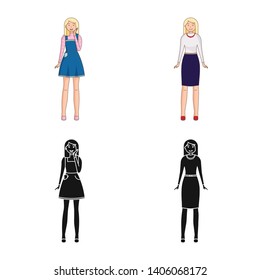 Vector design of posture and mood sign. Set of posture and female stock vector illustration.