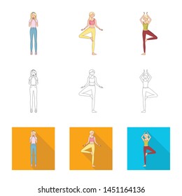 Vector design of posture and mood sign. Collection of posture and female stock vector illustration.