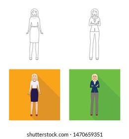Vector design of posture and mood sign. Set of posture and female stock symbol for web.