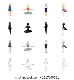 Vector design of posture and mood symbol. Collection of posture and female stock symbol for web.