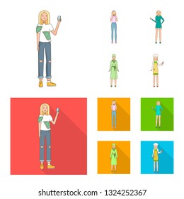 Vector design of posture and mood symbol. Collection of posture and female vector icon for stock.