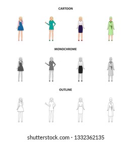 Vector design of posture and mood symbol. Collection of posture and female vector icon for stock.
