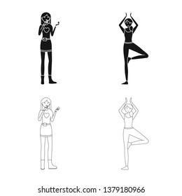 Vector design of posture and mood symbol. Collection of posture and female stock symbol for web.