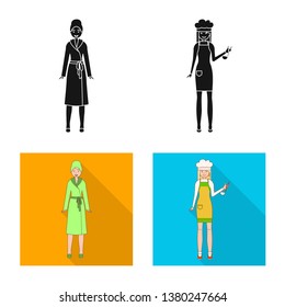Vector design of posture and mood symbol. Set of posture and female stock symbol for web.
