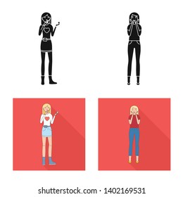 Vector design of posture and mood symbol. Set of posture and female stock symbol for web.