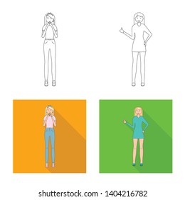 Vector design of posture and mood symbol. Collection of posture and female stock vector illustration.