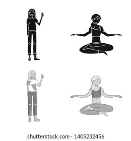 Vector design of posture and mood symbol. Collection of posture and female stock symbol for web.