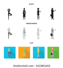 Vector design of posture and mood symbol. Collection of posture and female stock vector illustration.