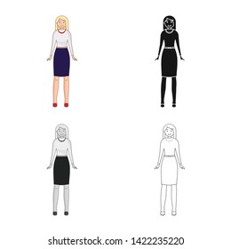 Vector design of posture and mood symbol. Collection of posture and female vector icon for stock.