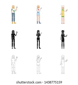 Vector design of posture and mood symbol. Collection of posture and female stock symbol for web.