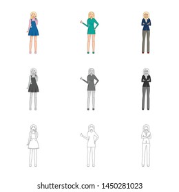 Vector design of posture and mood symbol. Collection of posture and female vector icon for stock.