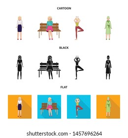 Vector design of posture and mood symbol. Collection of posture and female stock symbol for web.