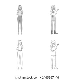 Vector design of posture and mood symbol. Collection of posture and female stock symbol for web.